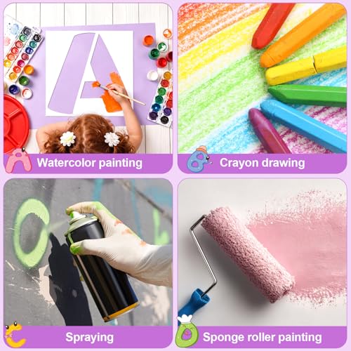 SATINIOR 19 Inch Large Letter Stencils and Numbers, 36 Pcs Reusable Alphabet Stencils Plastic Numbers Templates Craft for Wood Wall Fabric Signage Chalkboard Painting DIY Projects (Cute) - size: 19 Inch, style: Cute