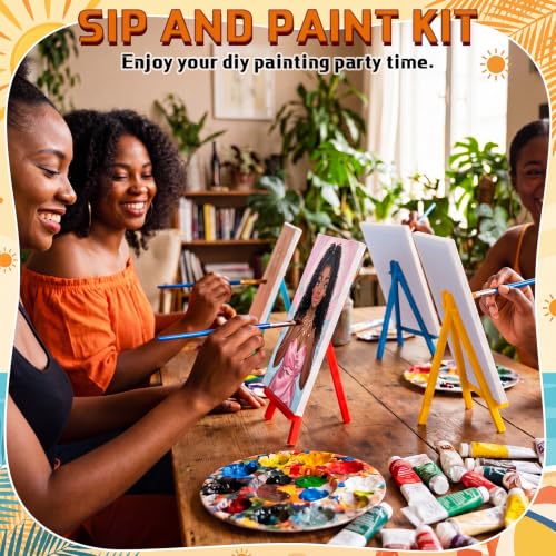 Blosssound 10 Set Pre Printed Canvas Pre Drawn Canvas Painting with Easel Kits 5" x 7" Outline Painting Panels for Beginners, DIY Craft Project, Party Favor, Home Decors(Curvy Goddesses) - style: Curvy Goddesses