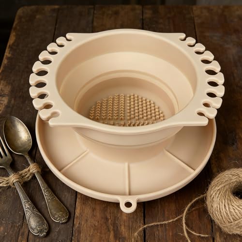 Collapsible Silicone Paint Brush Cleaner Basin Foldable Paintbrush Cleaning Container for Acrylic, Watercolor & Oil Painting (Beige, 15 * 12.2 * 6.5cm/5.91 * 4.8 * 2.56inches) - color: Beige