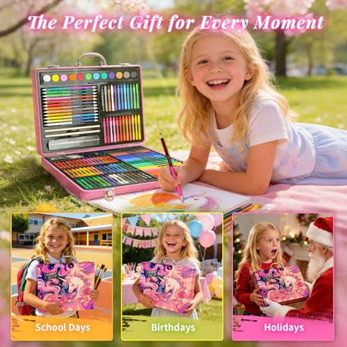 Cokiki Art Supplies for Kids 6-12, 184 Piece Unicorn Drawing Art Kit - color: Fantasy Unicorn