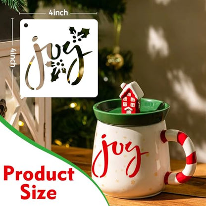 50 PCS Christmas Painting Stencils Reusable Christmas Stencils for Painting on Wood Rocks Canvas Fabric Glass Pottery 4x4 Inch - color: Christmas Stencils