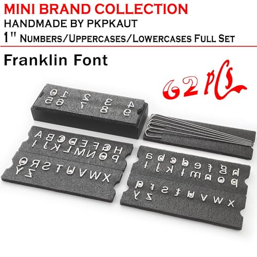 62Pcs 1" Custom Branding Iron for Wood, Leather Branding Stamp Kit | Mini Wood Branding Iron on Letters Personalized, Number/Alphabet/Leather Burning Stamps Woodworking Kit for Hats, Steak, Food - size: 62PCS 1" Number/Uppercase&Lowercase Letters Set