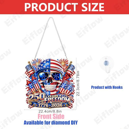 Eiflow 250th Anniversary Acrylic Diamond Art Hanging Kit for Adults, DIY Diamonds Painting Door Hanger Board Kit, Special Crystal Diamond Art Painting Pendant Ornament (4th of July) - color: 250Years