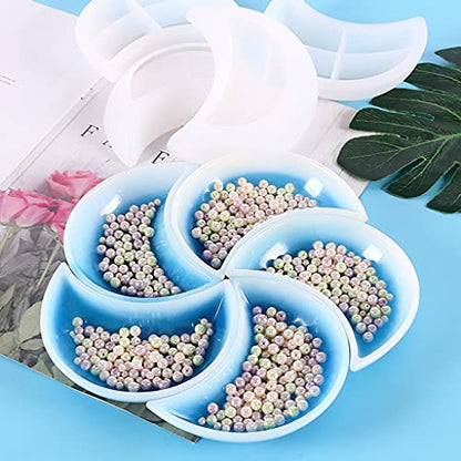 Tray Resin Mold Moon Shaped Dish Silicone Mold Epoxy Resin Mold Suitable for Jewelry Storage Plate Home Decoration Silicone, 11.7x7x2.7cm/4.60x2.75x1.06in, Clear