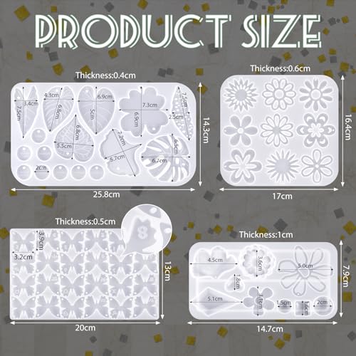 Patelai 4 Pcs Resin Earring Molds Irregular Shaped Earrings Silicone Mold for Epoxy Resin Dangle Drop Jewelry Making Kit for Women DIY Crafts Necklace Pendants Keychain(Flower Leaf) - style: Flower Leaf