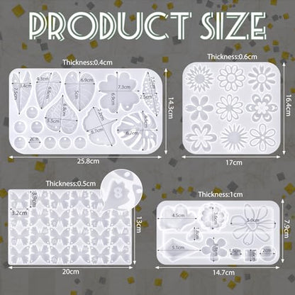 Patelai 4 Pcs Resin Earring Molds Irregular Shaped Earrings Silicone Mold for Epoxy Resin Dangle Drop Jewelry Making Kit for Women DIY Crafts Necklace Pendants Keychain(Flower Leaf) - style: Flower Leaf