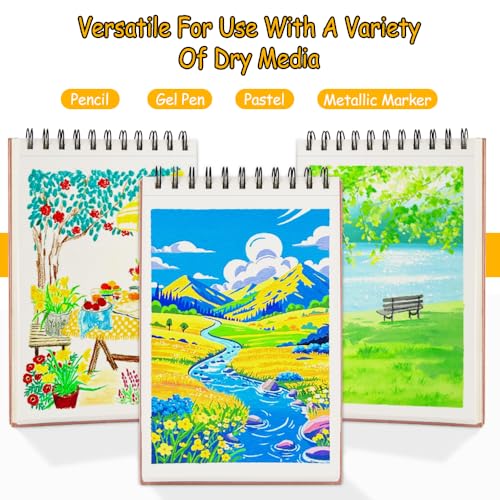 8.3x5.8 Sketch Book,Art Sketchbook for Drawing Pad,Mixed Media Sketchbook - color: TopSpiral-NatureWhite-Pink