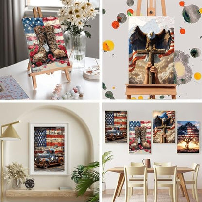 4 Pack Independence Day Paint by Numbers for Adults with Framed 8x12 inch - color: BKH2370+BKH2371+BKH2372+BKH2373-US