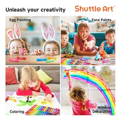 Shuttle Art Tempera Paint Sticks 60 Pack 30 Colors, Kids Safe, Washable | Fast Drying Solid Paint Sticks, Works Smoothly and Creamy on Paper, Wood, Glass, Ceramic and Canvas for Kids Art Creation