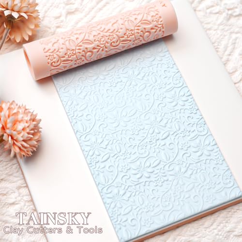 TAINSKY 5 pcs Polymer Clay Texture Roller, Pottery Stamps for Polymer Clay Earrings Jewelry, Embossing Pottery Texture Rollers for Jewelry Making#1 - color: Complex Texture