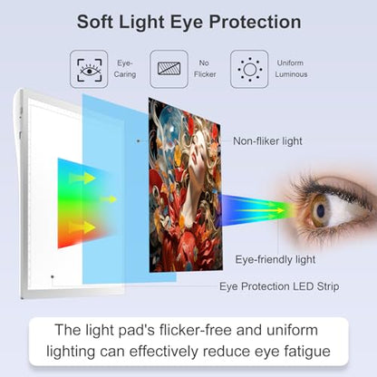 Golspark Light Board A4 Rechargeable LED Tracing Pad Dimmable Light Box | Tracing Light Board with Level 5 Brightness, White Light Board for Diamond Painting Weeding Vinyl