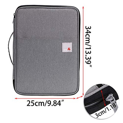 BTSKY New Universal A4 Document Bags Portfolio Organizer- Waterproof Travel Gear Organizer Zipper Case/Document File Bag for Ipads, Notebooks, Pens, Document Dark Grey New