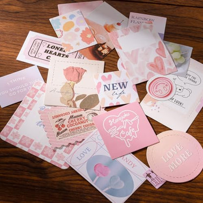 JOYCHOIC 348 Pcs Pink Scrapbook Supplies Kit, Dessert Junk Journal, Scrapbooking and Journaling Materials, Large Aesthetic Collection for Women, Stationery Arts Craft, Adults Daily - color: Dessert