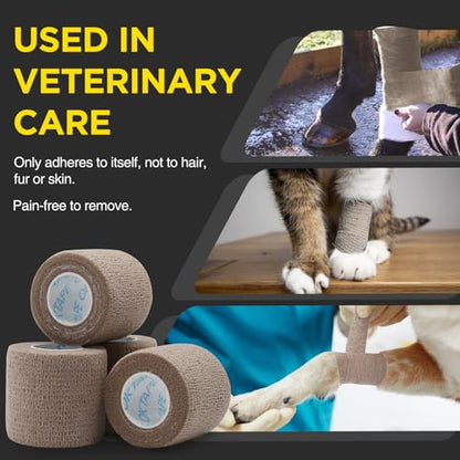 OK TAPE 12 Rolls Self Adhesive Bandage Wrap, Cohesive Elastic Athletic Tape - color: Coffee, size: 2 Inch