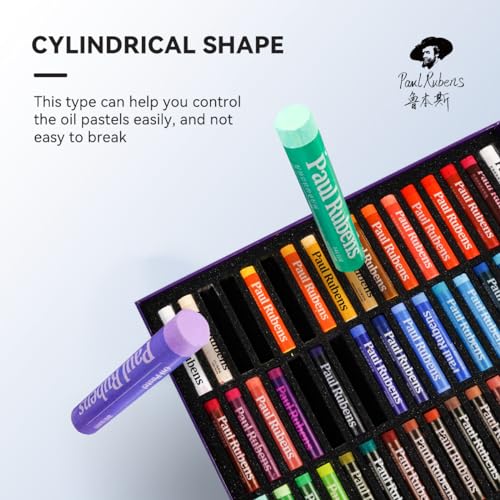 Paul Rubens Oil Pastels Set with 50 Colors Artist Soft Oil Pastels+6 Pcs White Oil Pastels+8.7 x 11.7 Inches Oil Pastel Book（30 Sheets）+5 Palette Knives for Artists, Professionals, Student, Hobbyist | Full Painting Accessories: 6 White Oil Pastels, 8.7 x