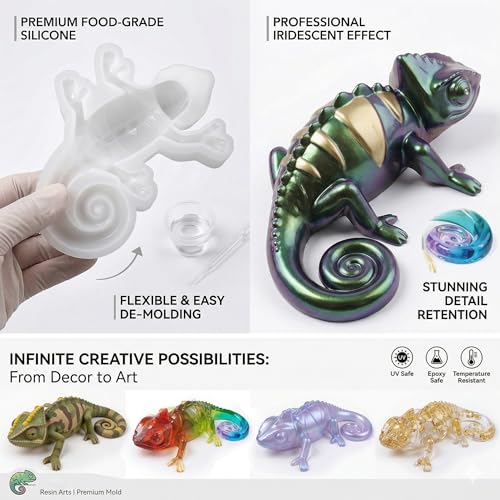 3D Chameleon Epoxy Resin Molds, Deep Lizard Animal Silicone Molds Reusable - color: Chameleon Resin Molds