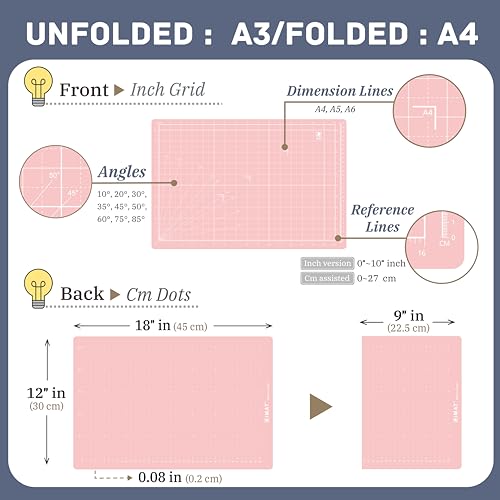 iMAT Flip Cutting Mat Note A3 Foldable Double-Sided Rose Pink - color: Rose Pink