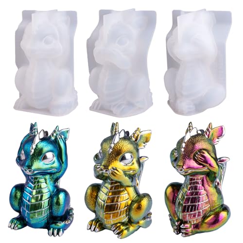 LET'S RESIN Dragon Resin Molds, 3 Pcs Lively 3D Animal Silicone Molds