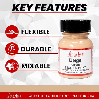 Angelus Acrylic Leather Paint, 1 oz, Beige - color: Beige, size: 1 Fl Oz (Pack of 1)