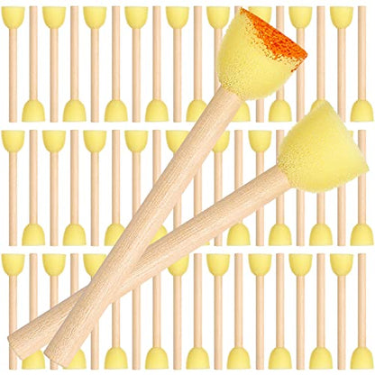 Sabary 100 Pcs Round Sponges Foam Brush Set Paint Sponge Brushes with Wooden Handle Sponge Painting Stippler Set DIY Painting Tools Stippling Kits for Arts and Crafts Acrylic(0.8 Inch) - size: 0.8 Inch
