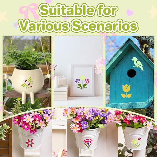 100Pcs Flower Stencils 2Inch Large Floral Leaf Stencils for Crafts Painting | Reusable Stencils,Wildflower Butterfly Stencil,Floral Stencil,Drawing Templates,Scrapbook,Classroom,Projects,Wood,Sign,Wall - size: 2 Inch
