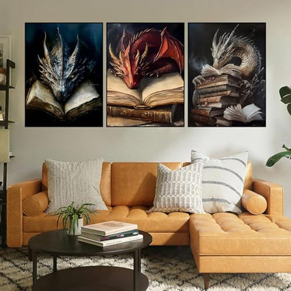 Axquilon 3 Packs Dragon Paint by Numbers Kit for Adults 12x16in - color: 3 Pack Dragon