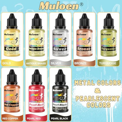 Airbrush Paint Set - 24 Colors x 50ml Airbrush Paint with 2 Cleaning Brush, Ready to Spray, Water Based Acrylic Air Brush Paint Kit for Artists and Beginners - color: 24 Colors