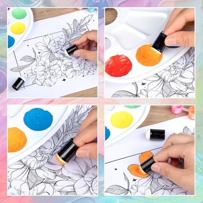 30 Pcs Finger Sponges Daubers, Finger Painting Sponge Daubers with Soft Sponge Head, Finger Face Paint Sponges for Painting Art Ink Crafts Card Making and Face Painting