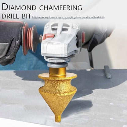 4-in-1 Diamond Chamfer Bit with M10 Hex Shank Adapter, 10-50mm Enlarging & Trimming Tool for Angle Grinder, Vacuum Brazed Diamond Grinding Wheel for Tile Marble Granite Ceramic Beveling & Hole Repair