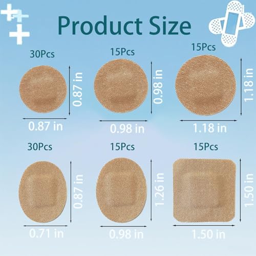 120Pcs Breathable Fabric Small Bandages, Round Oval and Square Flexible Adhesive Strips for Face and Small Wounds Protection Care - style: 120 Pieces Set