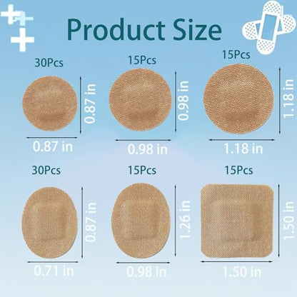 120Pcs Breathable Fabric Small Bandages, Round Oval and Square Flexible Adhesive Strips for Face and Small Wounds Protection Care - style: 120 Pieces Set