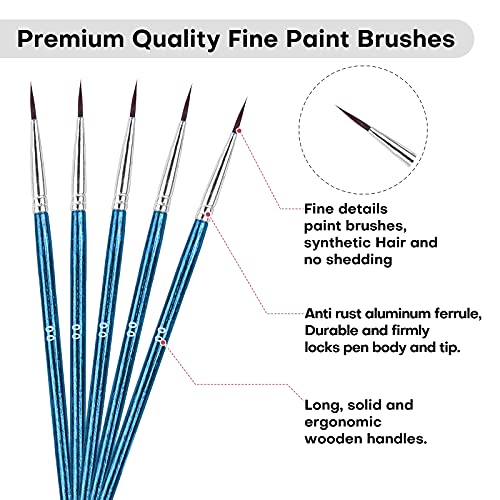 Fine Tip Paint Brushes,BWLKY 60Pcs Miniature Paint Brushes Fine Detail 00 Paint Brush Tiny Painting Brushes for Acrylic Oil Watercolor, Face Nail Art Craft