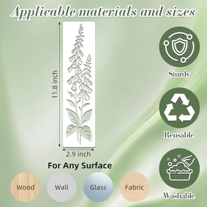 Flower Stencils for Crafts Reusable 16Pcs Stencils(11.8X2.9 inch)