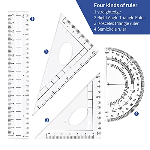 Vobou Math Geometry Sets 10 Pcs, Student Supplies Kit, for School,Navy Blue - color: Navy Blue