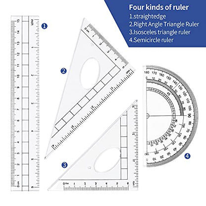 Vobou Math Geometry Sets 10 Pcs, Student Supplies Kit, for School,Navy Blue - color: Navy Blue