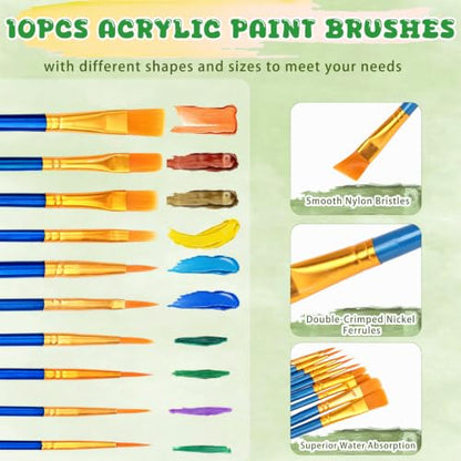 Painting Kit 2 Person Acrylic Art Set with Canvas, Easel, Brushes & Paints, DIY Creative Gift for Beginners - color: 2 Set Painting Kit
