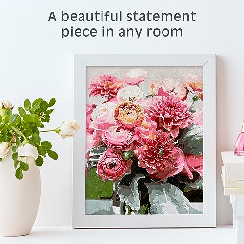 Pink Picasso Paint by Number Kit, for Adults & Teens,16x20, Blushing Blooms | Botanical Floral Collection, Acrylic Paints and Brushes included, Pre-printed high quality canvas, DIY art kit, Gift-ready - color: Blushing Bloom