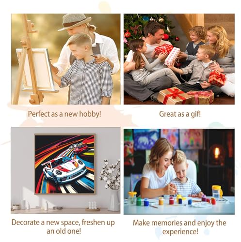 Artunion Framed Paint by Numbers Kit for Adults Beginners & Kids Ages 8-12,Racing Car Paint by Number with Frame,Car Lovers Paint by Numbers Kit on Canvas 10 * 10 Inch Without Easel - color: ZXT-341-F