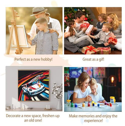 Artunion Framed Paint by Numbers Kit for Adults Beginners & Kids Ages 8-12,Racing Car Paint by Number with Frame,Car Lovers Paint by Numbers Kit on Canvas 10 * 10 Inch Without Easel - color: ZXT-341-F