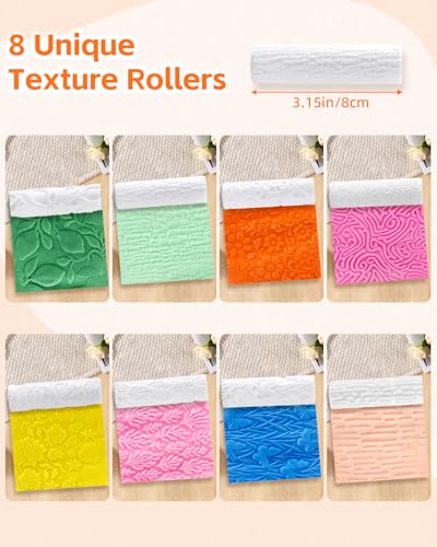 UCEC 8 Pcs Forest Polymer Clay Texture Roller for Earrings Making 3.15"