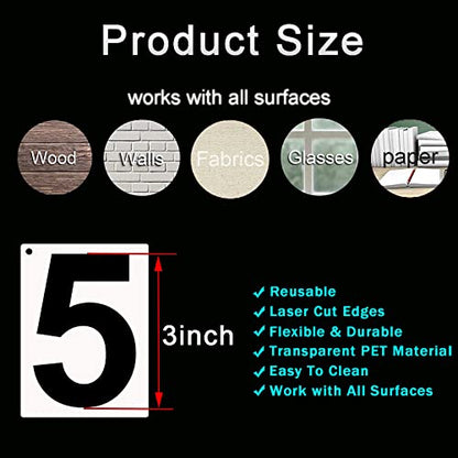 DXCYZ 3 Inch Tall Number Stencils Kit 0-9 Address Number Stencil, 10PCS Reusable Plastic Painting Number Templates for Mailbox Signs, Door, Cars, Trucks, Home, Business, Window - size: 3 Inch