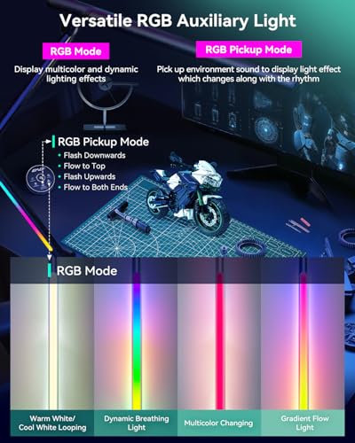 LED Desk Lamp with Clamp, 18W Architect Desk Lamp with Dual Light, Flexible 3 Sections Swing Arm, with RGB Light, with Remote, with Sensor Switch, Stepless Dimming, 4 Color Mode & 5 Brightness - color: RGB Dual Lamp