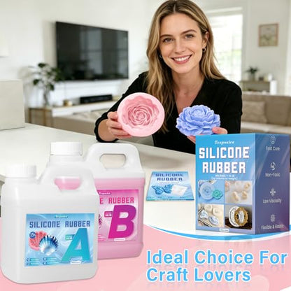 Silicone Mold Making Kit 68oz, 15A Platinum Silicone Rubber, Pink | Super Elastic Liquid Silicone for Mold Casting of Resin, Soap, Candle, Wax, Concrete, Clay, Fast cure