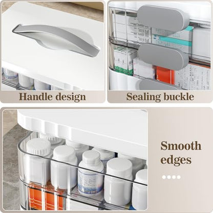 ARSTPEOE 3-Tier Medicine Organizer - Portable Medicine Cabinet with Handle - size: Extra Large 3 Tier