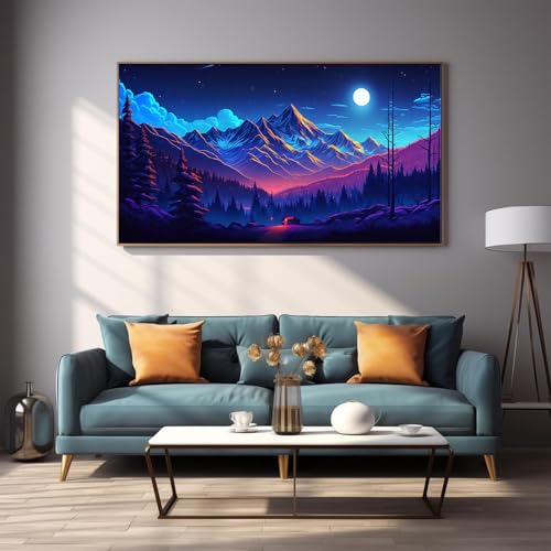 DDGEMART Diamond Painting Kit, 5D Full Drill Moonlight Mountain Night Starry Sky Landscape Art for Adults & Beginners, Large 28x16 inch - color: Mountain Landscape