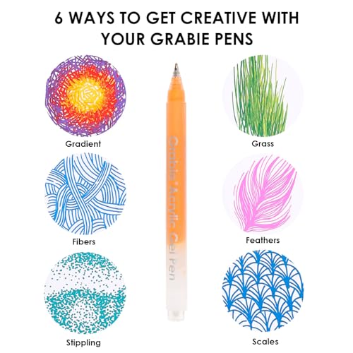 Grabie Acrylic Gel Pens Coloring Kit with Book, Pack of 12 Summer Colors - color: Summer Colors