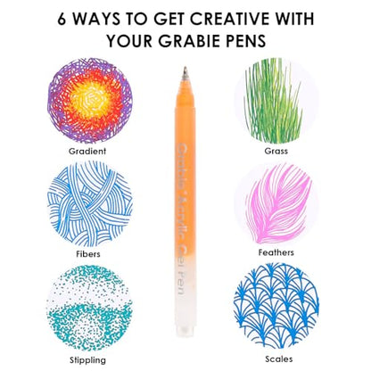 Grabie Acrylic Gel Pens Coloring Kit with Book, Pack of 12 Summer Colors - color: Summer Colors