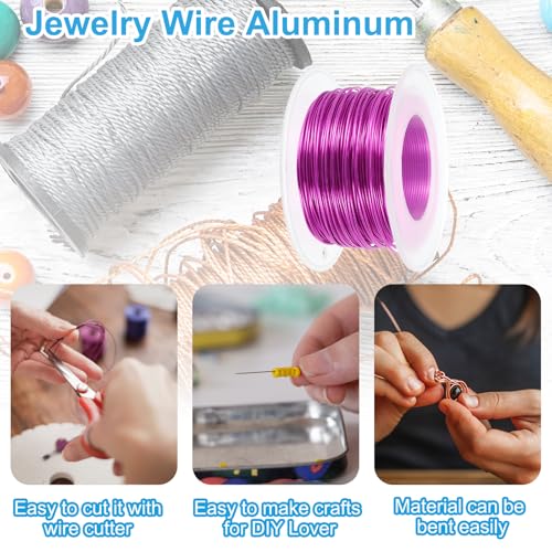 PATIKIL 20 Gauge 0.8mm Aluminum Craft Wire, 98.4 Ft Metal Wire Armature Bendable Wire for Jewelry Making Metal Wrap DIY, Dark Pink - color: Dark Pink, size: 0.8 mm x 30 m