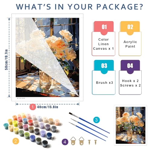 HITO Flower Paint by Number for Adult, Floral Paint by Numbers for Adults - color: Flower