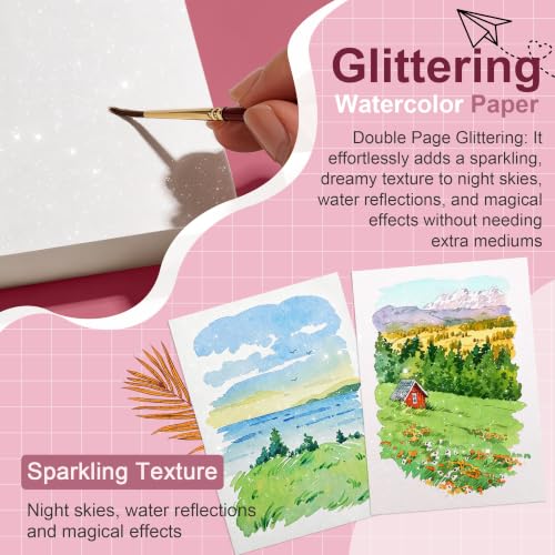 rubens Watercolor Paper Pad, 3.8 x 5.3 inch Mini Glitter Hot Pressed Papers - color: 3.81”x5.31”